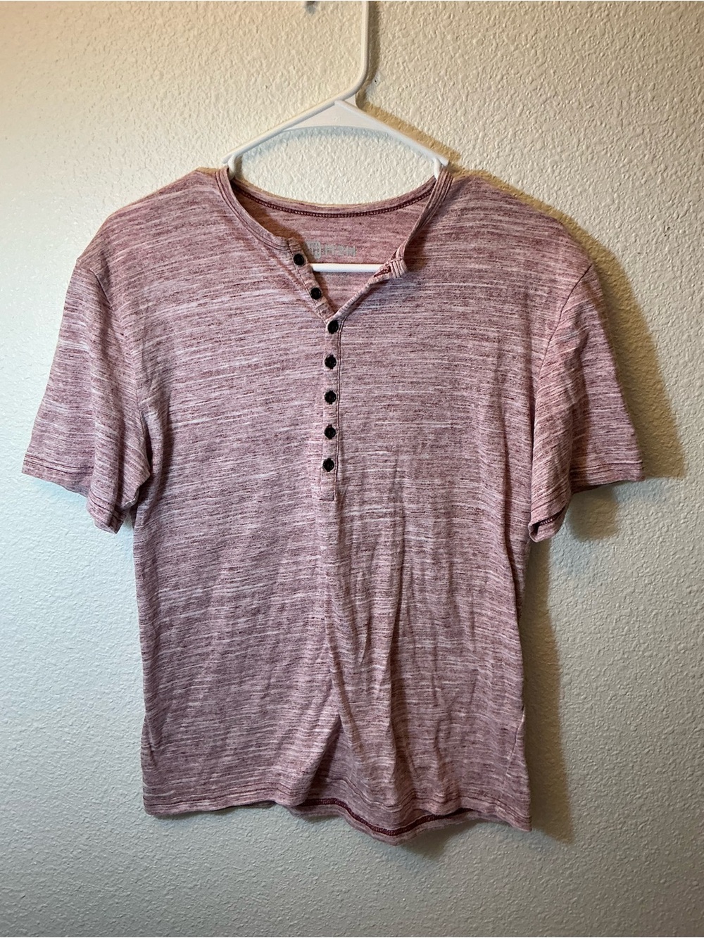 H2H Men’s Marled Henley T-Shirt Short Sleeve Casual Tee Size Large